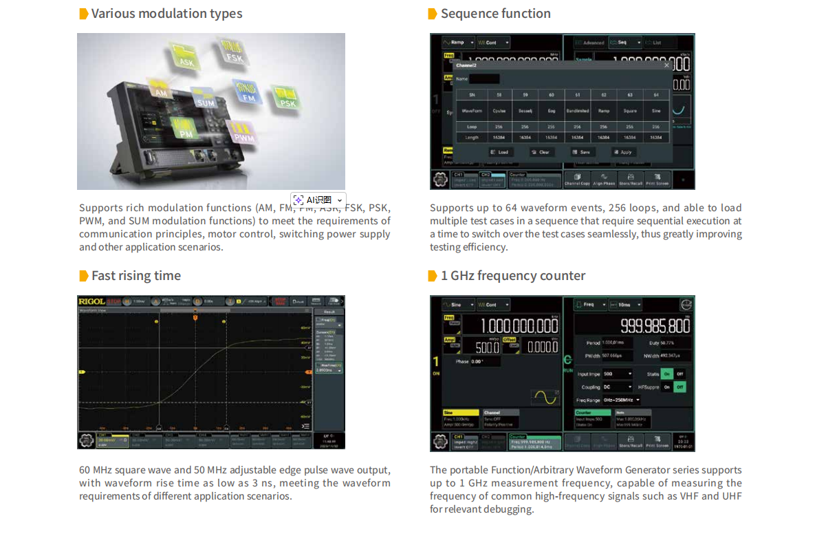 Function Arbitrary Waveform Generator - DG902 Pro 70MHz 1.25GSa/s 16-Bit Generator